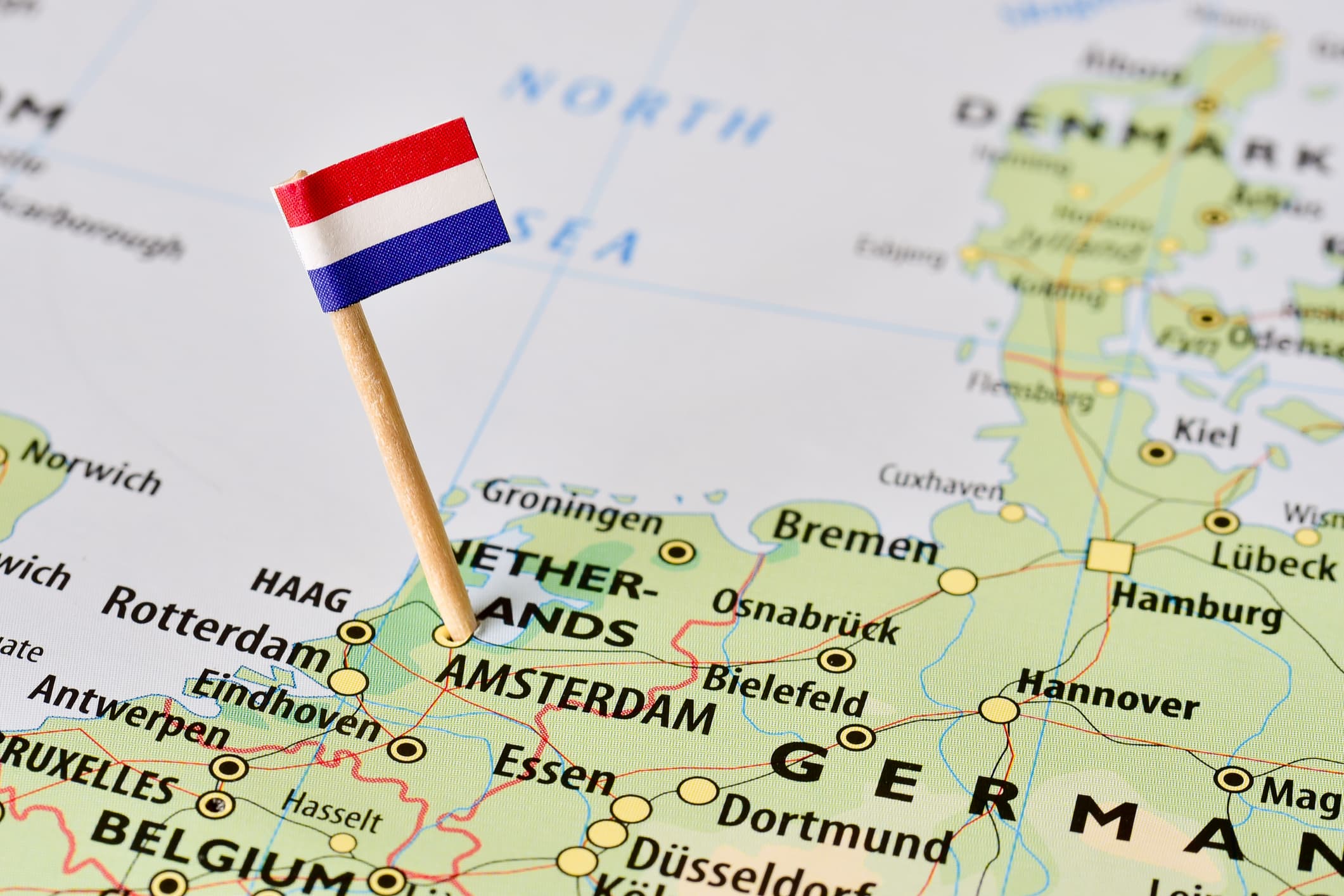 Map of the Netherlands with the flag.