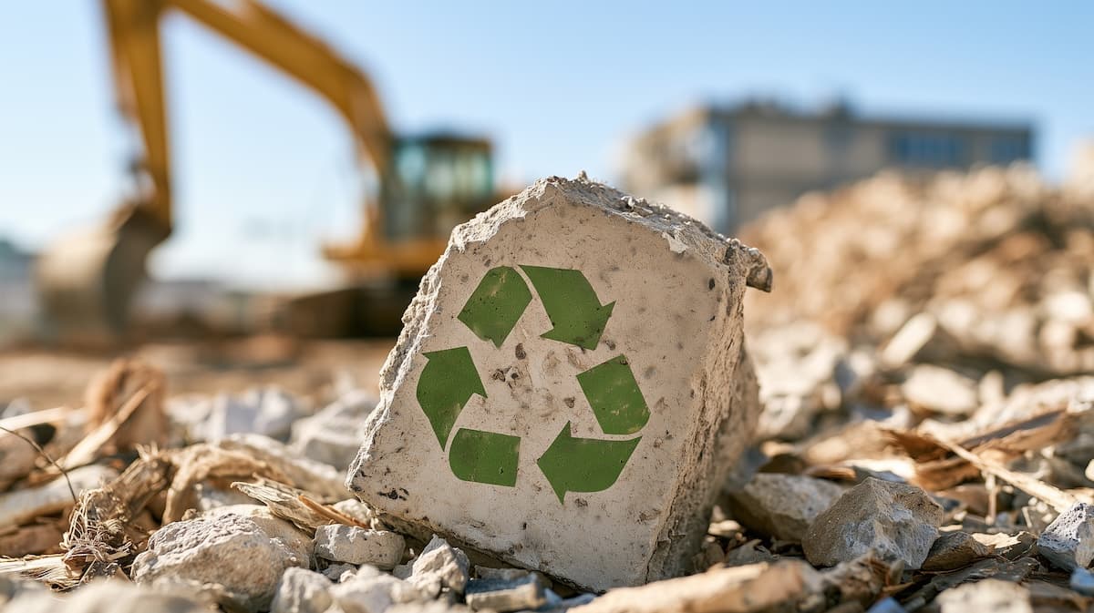 Construction waste recycling - illustration.