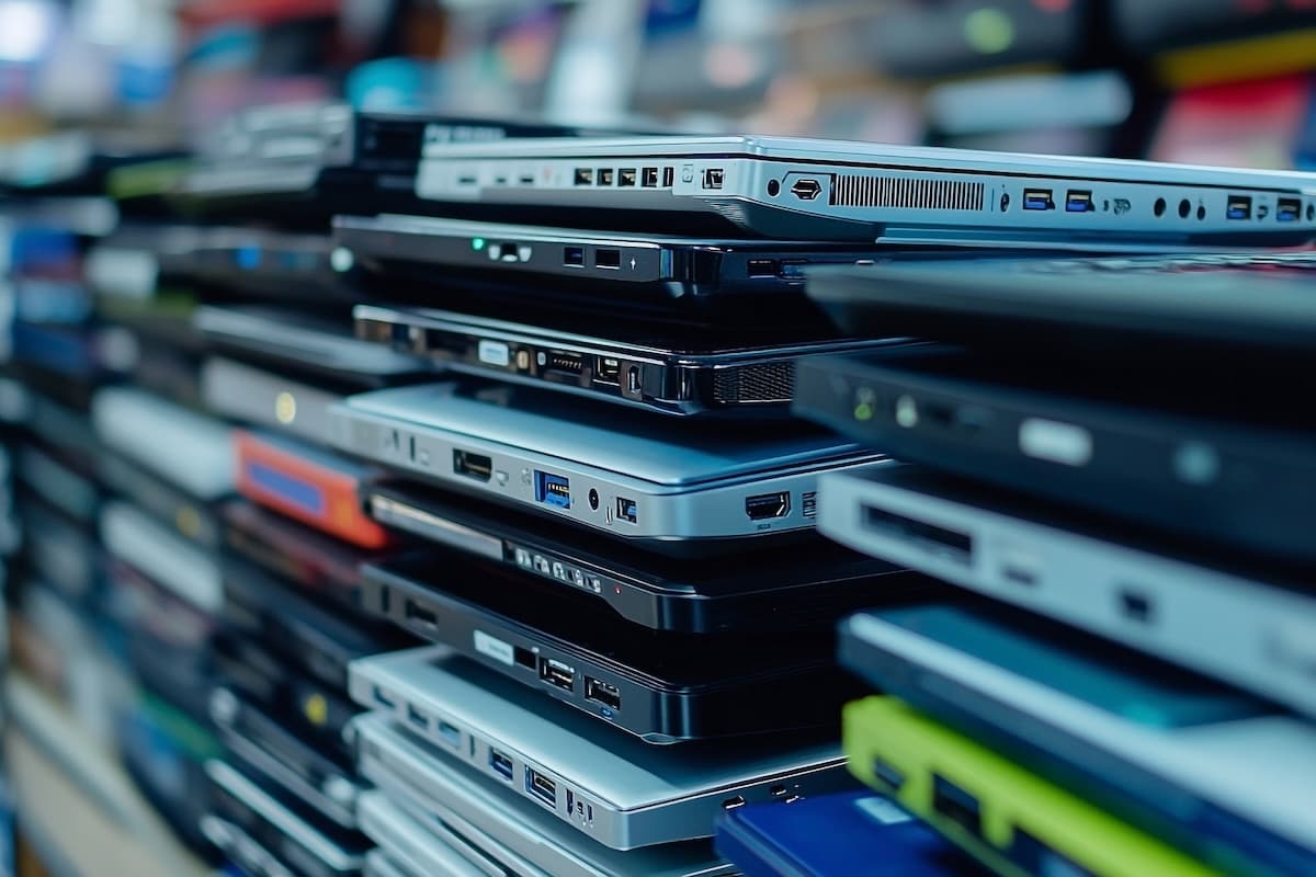 Stacked laptops - illustration.