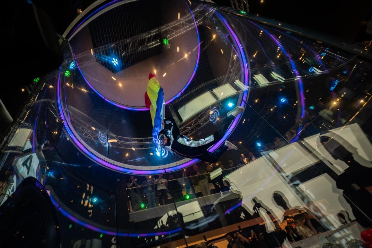 Indoor skydiving simulator at Zero Gravity Center.