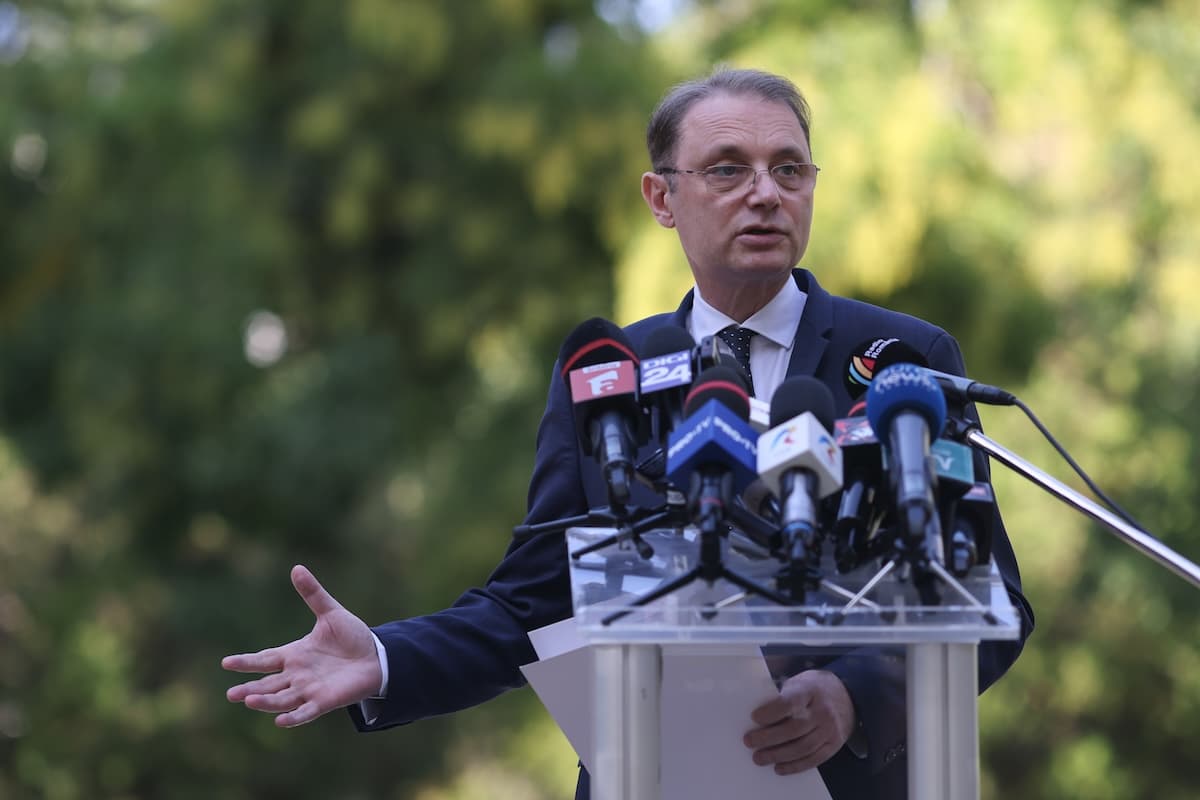 Luca Niculescu gives press statements after consultations with the PNL.