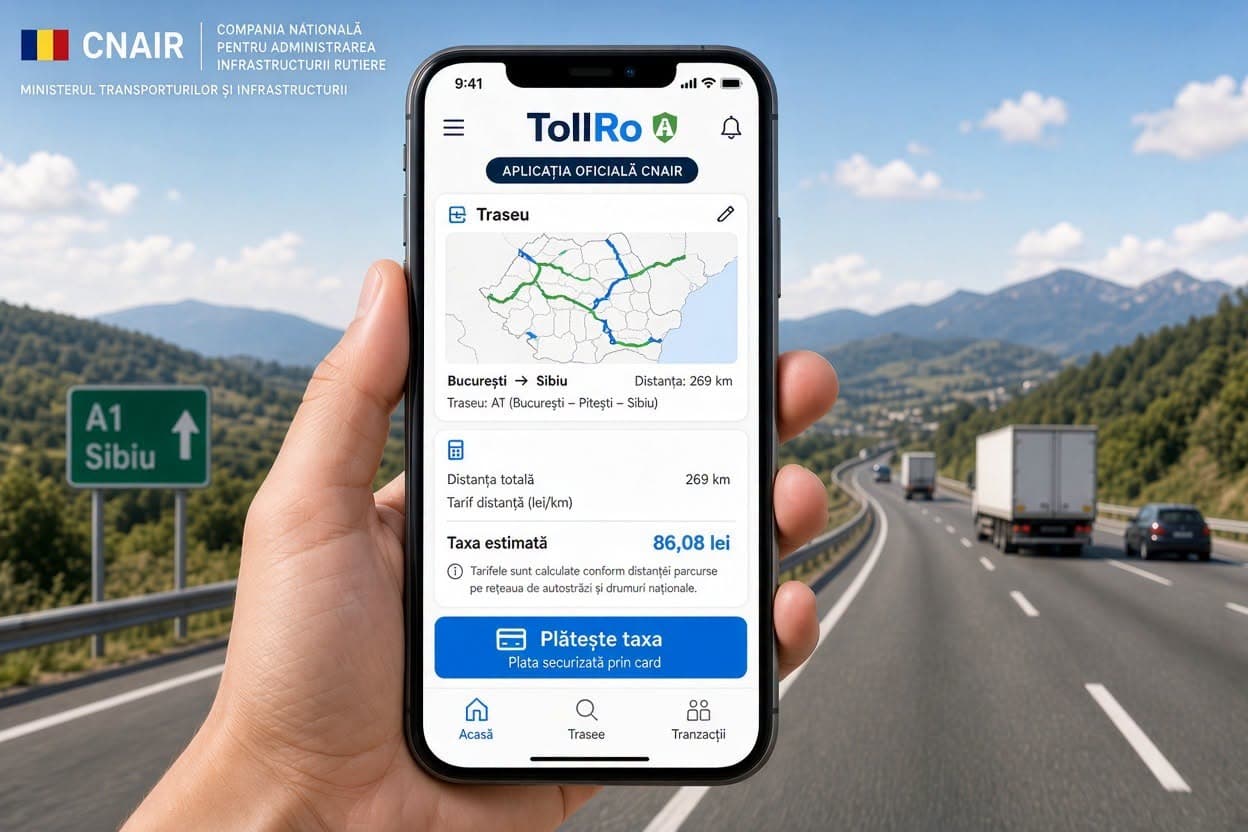 TollRO app on smartphone.
