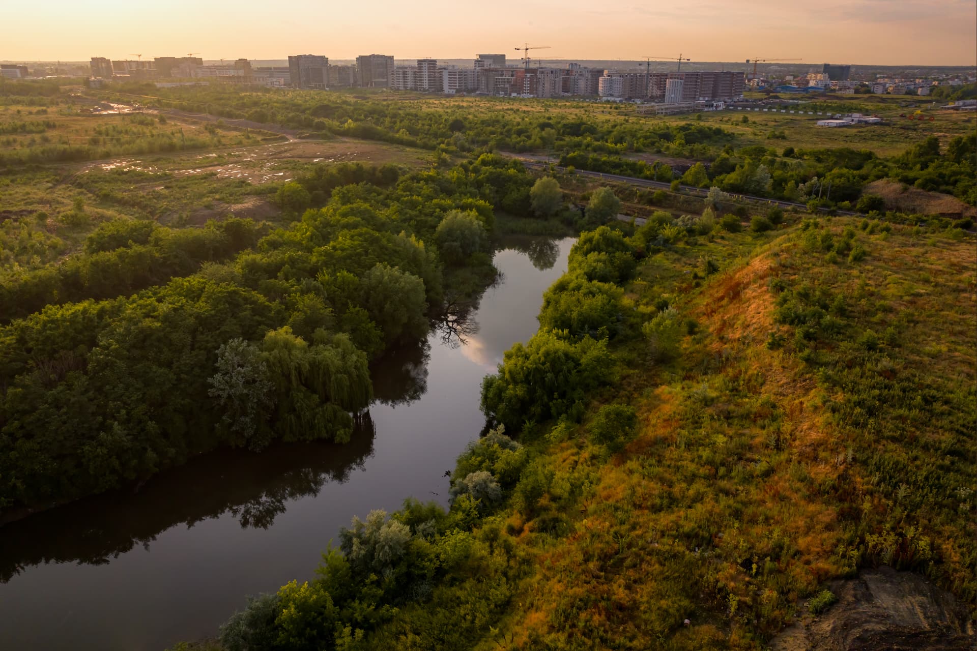 Aerial view of Valea Saulei in Bucharest.