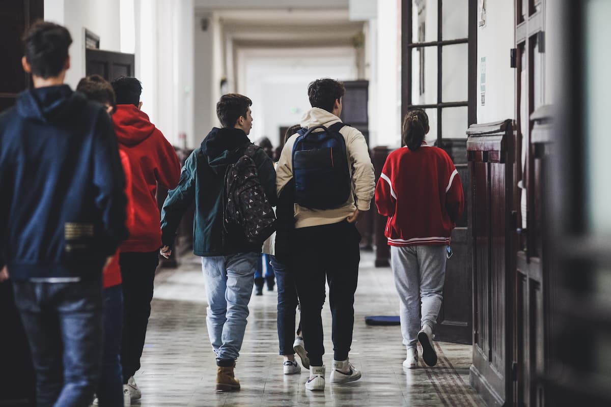 Students at a high school in Bucharest