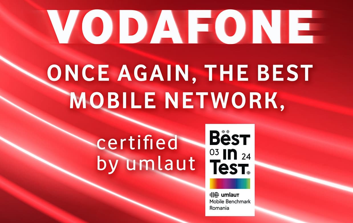 Vodafone once again receives the umlaut "Best in Test" certification for the best mobile network in Romania