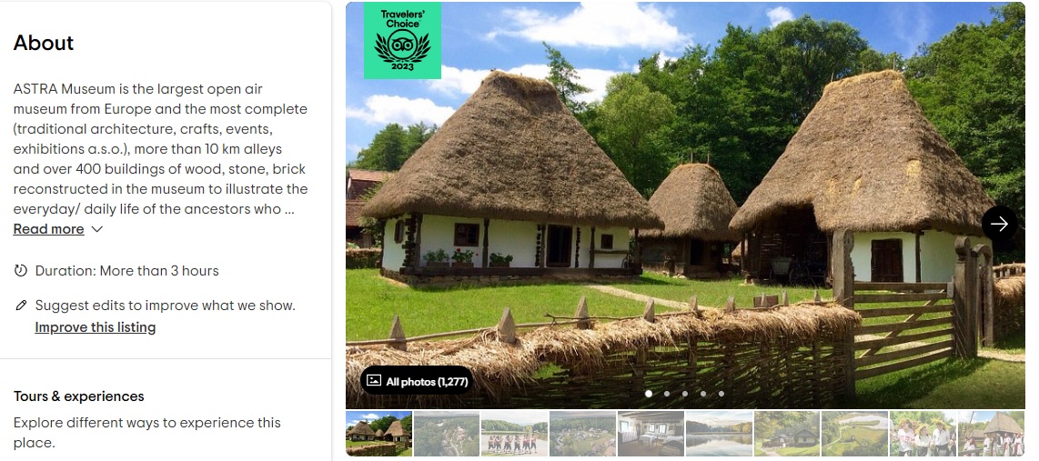 Romania’s Astra Museum wins Tripadvisor Travelers Choice Award third year in a row
