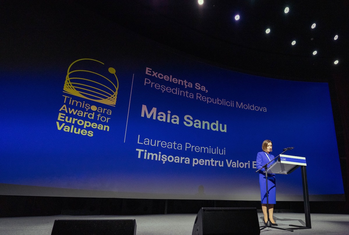 Moldovan president Maia Sandu to donate EUR 30,000 prize received in Timișoara