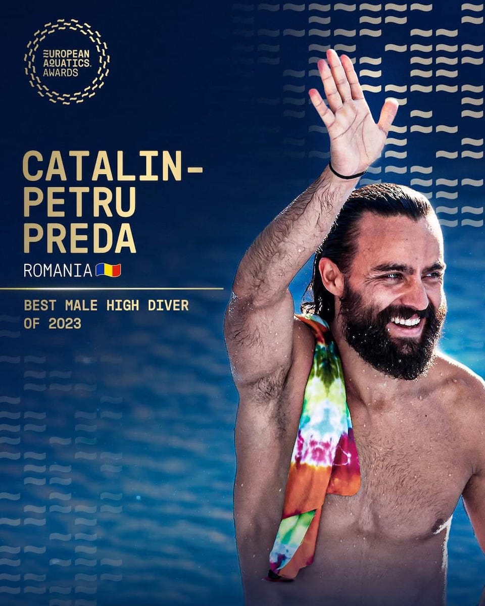 Romanian Cătălin Preda named Europe’s best male high diver of 2023