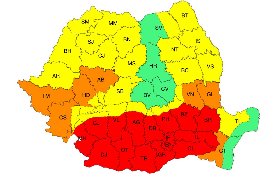 Cod Roșu de Caniculă în Sudul României; Temperaturi Peste 40 de Grade și Furtuni Prognozate în Țară