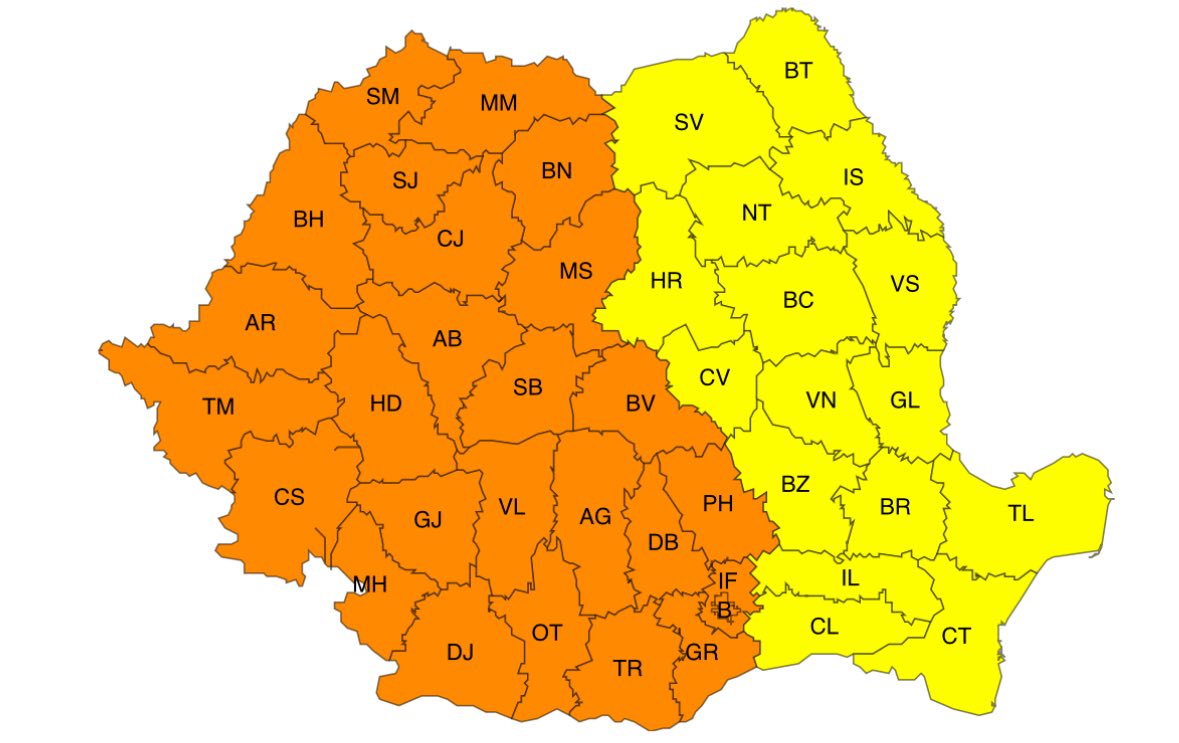 Cod portocaliu de caniculă emis de ANM pentru 4-5 iulie