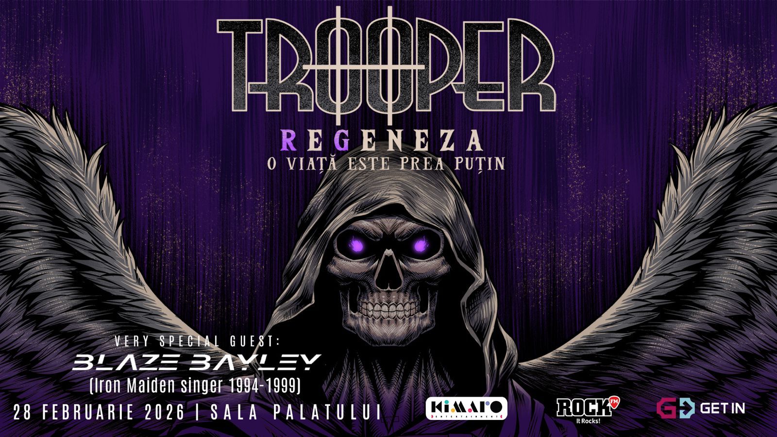 Trooper și Blaze Bayley aduc spectacolul Regeneza la Sala Palatului din București, februarie 2026!