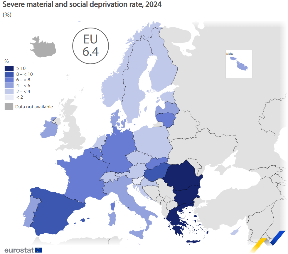 România în topul UE al sărăciei acute