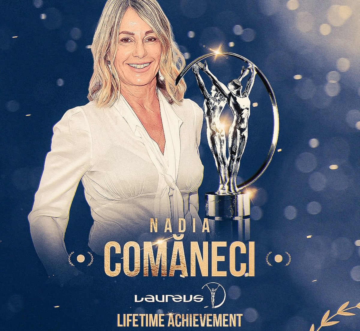 Legendary Romanian gymnast Nadia Comăneci receives Laureus Lifetime Achievement Award