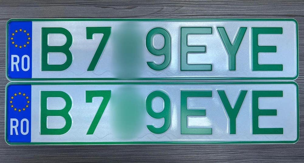 Green registration plate