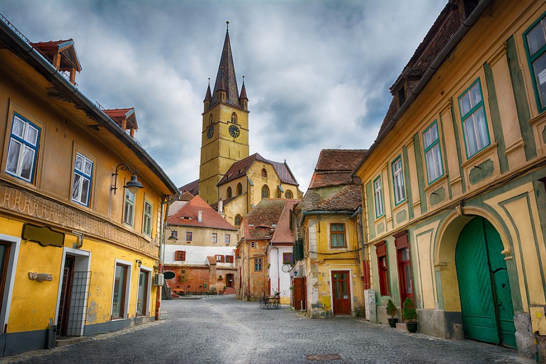 Sibiu, in the center of Transylvania, Romania. View from above